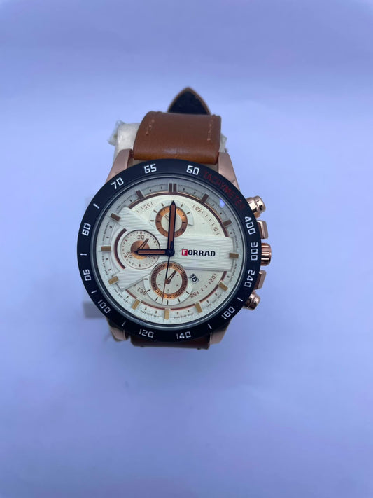 Forrad Luxury Men’s Analog Watch – Brown Leather Strap | Premium Fashion Watch