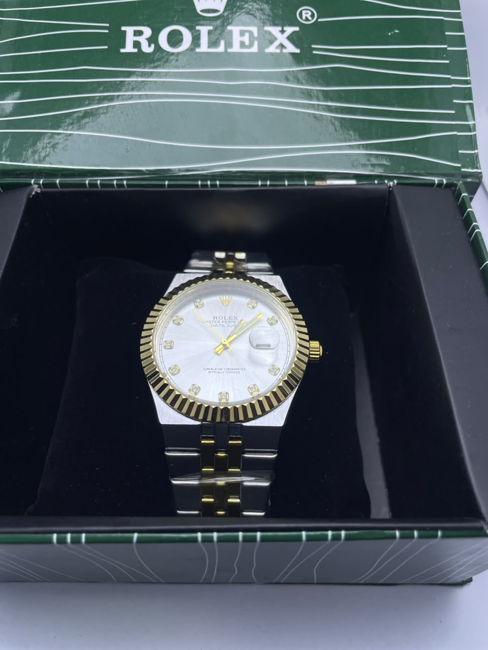 Rolex Style Datejust Automatic Men's Watch – Silver & Gold Stainless Steel Strap | Luxury Self-Winding Analog Watch with Luminous Night Vision