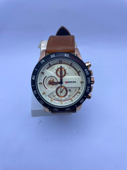 Forrad Luxury Men’s Analog Watch – Brown Leather Strap | Premium Fashion Watch