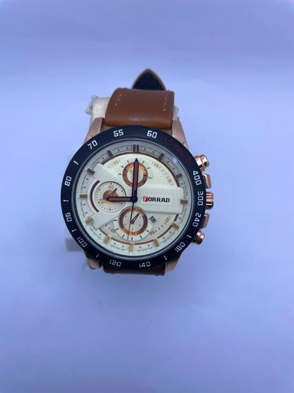 Forrad Luxury Men’s Analog Watch – Brown Leather Strap | Premium Fashion Watch