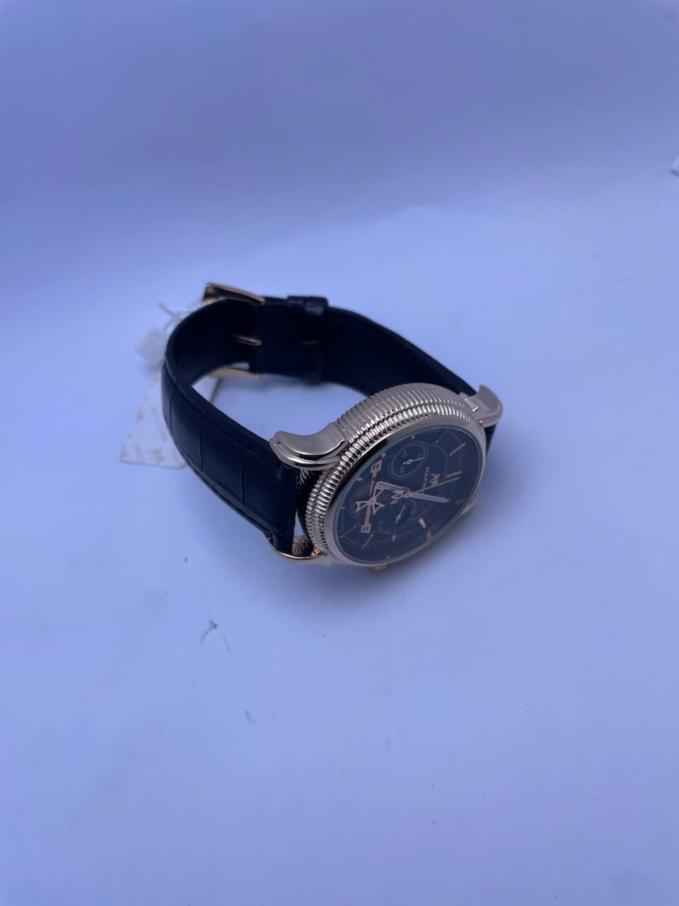 Matturi Men's Premium Analog Watch – Black Dial, Black Leather Strap & Rose Gold Stainless Bazel