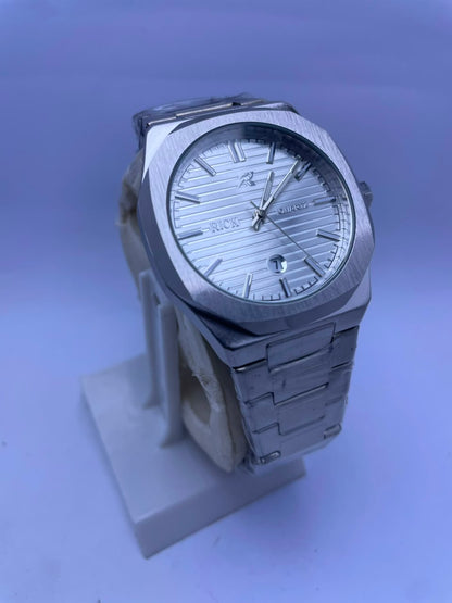 RICK Premium Stainless Steel Quartz Watch Men's Luxury Analog Wrist Watch