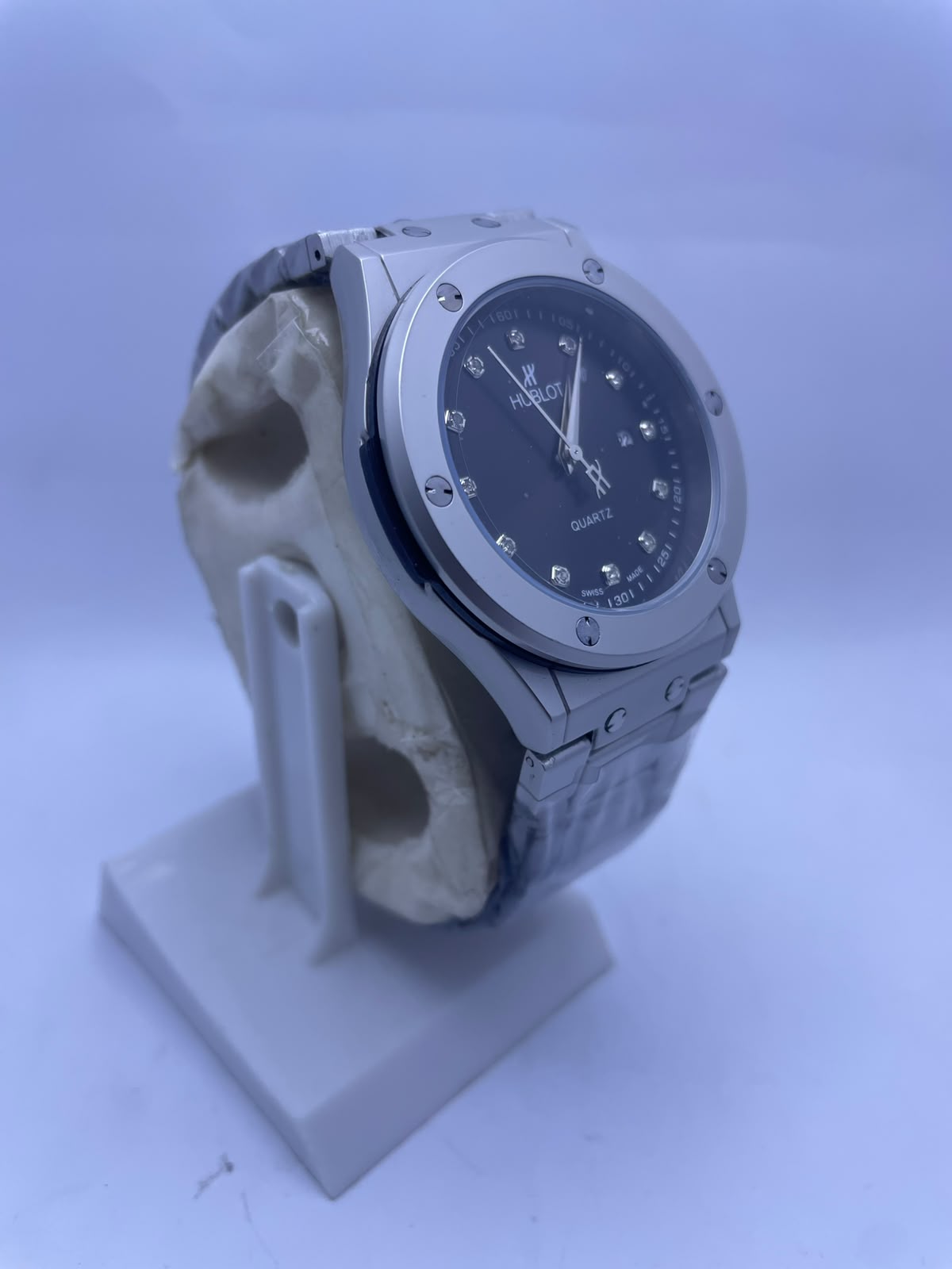 Hublot Style Automatic Skeleton Men's Watch – Silver Stainless Steel Strap | Luxury Self-Winding Mechanical Wrist Watch