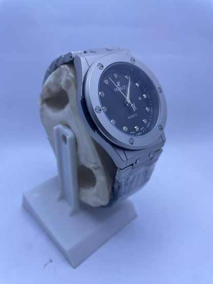 Hublot Style Automatic Skeleton Men's Watch – Silver Stainless Steel Strap | Luxury Self-Winding Mechanical Wrist Watch