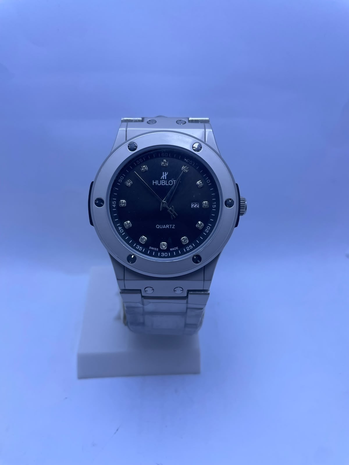 Hublot Style Automatic Skeleton Men's Watch – Silver Stainless Steel Strap | Luxury Self-Winding Mechanical Wrist Watch