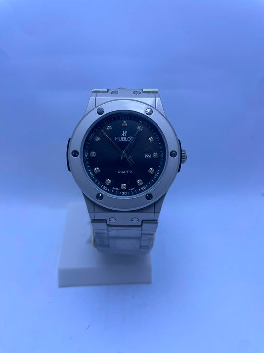 Hublot Style Automatic Skeleton Men's Watch – Silver Stainless Steel Strap | Luxury Self-Winding Mechanical Wrist Watch