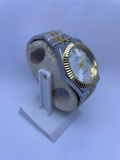 Rolex Style Datejust Automatic Men's Watch – Silver & Gold Stainless Steel Strap | Luxury Self-Winding Analog Watch with Luminous Night Vision