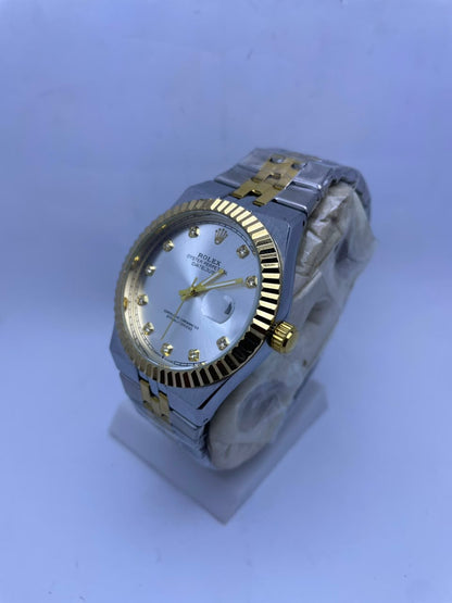 Rolex Style Datejust Automatic Men's Watch – Silver & Gold Stainless Steel Strap | Luxury Self-Winding Analog Watch with Luminous Night Vision