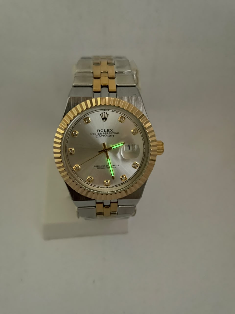 Rolex Style Datejust Automatic Men's Watch – Silver & Gold Stainless Steel Strap | Luxury Self-Winding Analog Watch with Luminous Night Vision