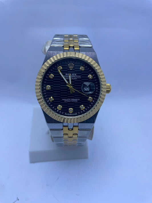 Rolex Datejust Automatic Men's Watch – Black Dial | Two-Tone Silver & Gold Stainless Steel | Luminous Night Vision | Date Display