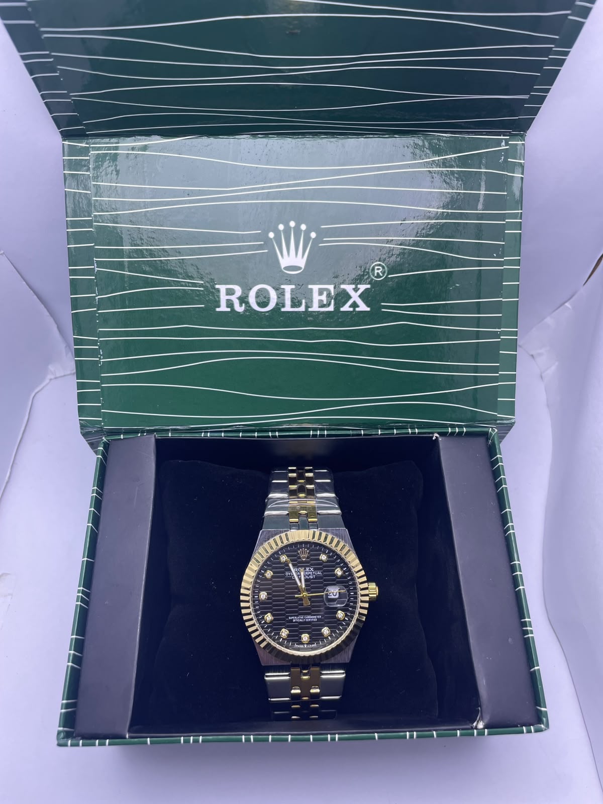 Rolex Datejust Automatic Men's Watch – Black Dial | Two-Tone Silver & Gold Stainless Steel | Luminous Night Vision | Date Display