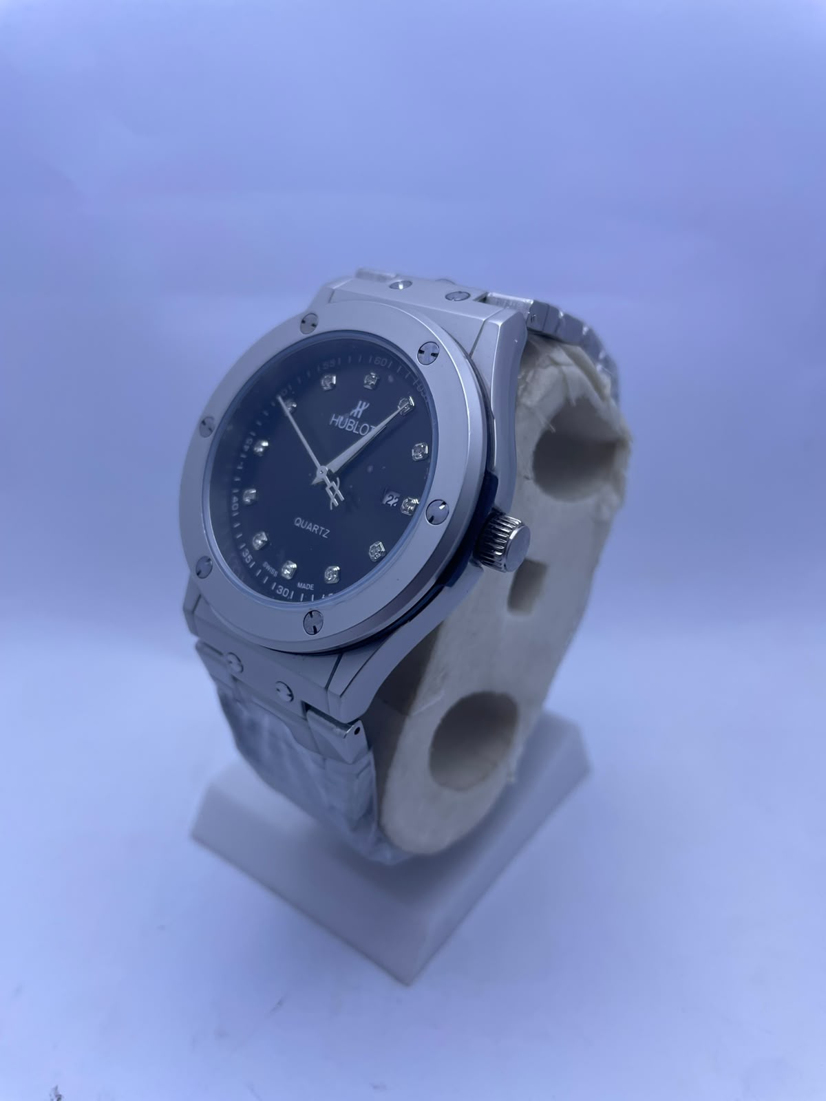 Hublot Style Automatic Skeleton Men's Watch – Silver Stainless Steel Strap | Luxury Self-Winding Mechanical Wrist Watch